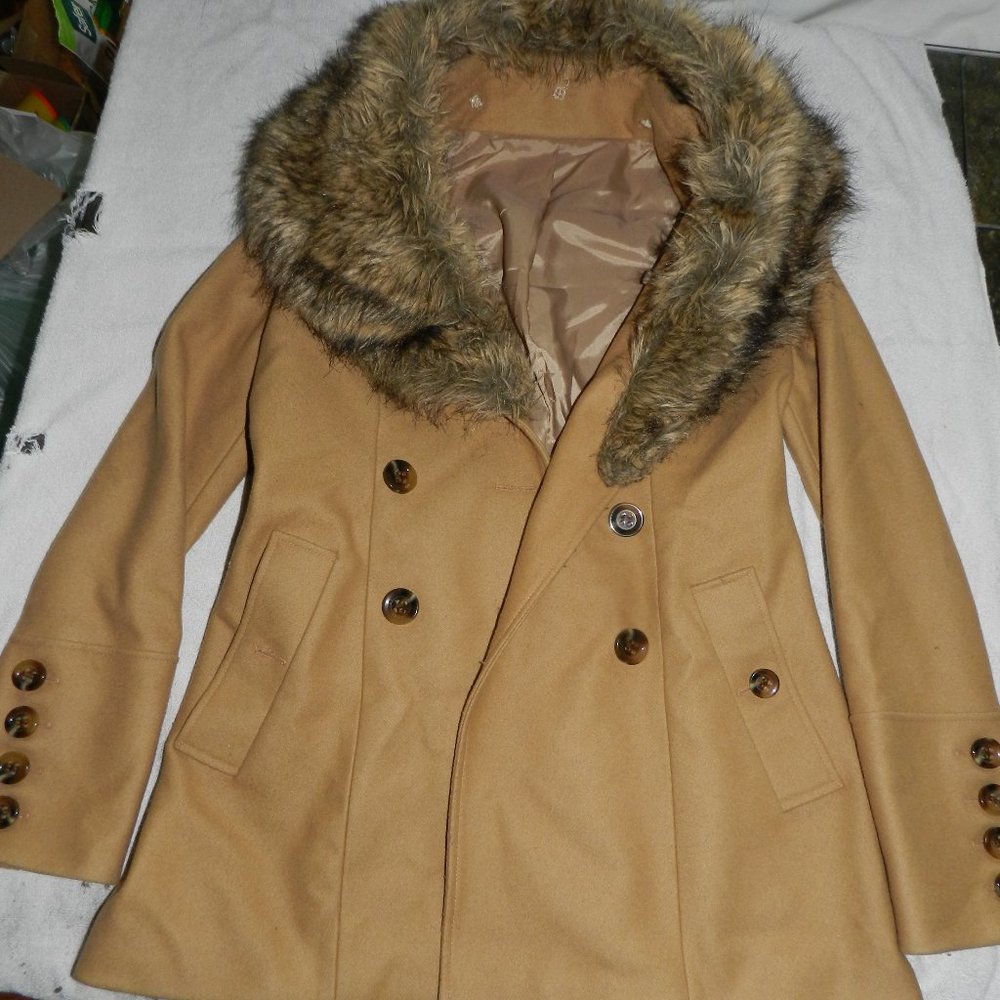 Ladies fur trimmed Wool coat